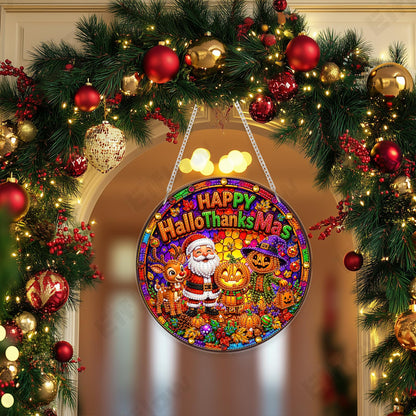 Eiflow Hanging Diamond Art Fall Kit for Adults DIY Acrylic Thanksgiving Diamonds Craft Painting Ornament Pumpkin Kit, Special Crystal Christmas Diamond Art Painting Window Door Hanging Pendant