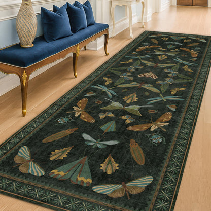 Hazo Haus 8 ft Long Hallway Runner Rug - Boho Green Rug for Kitchen Floor, Entrance Indoor, Washable Wide Runner Non Slip, Dark Green 2'6''x8'