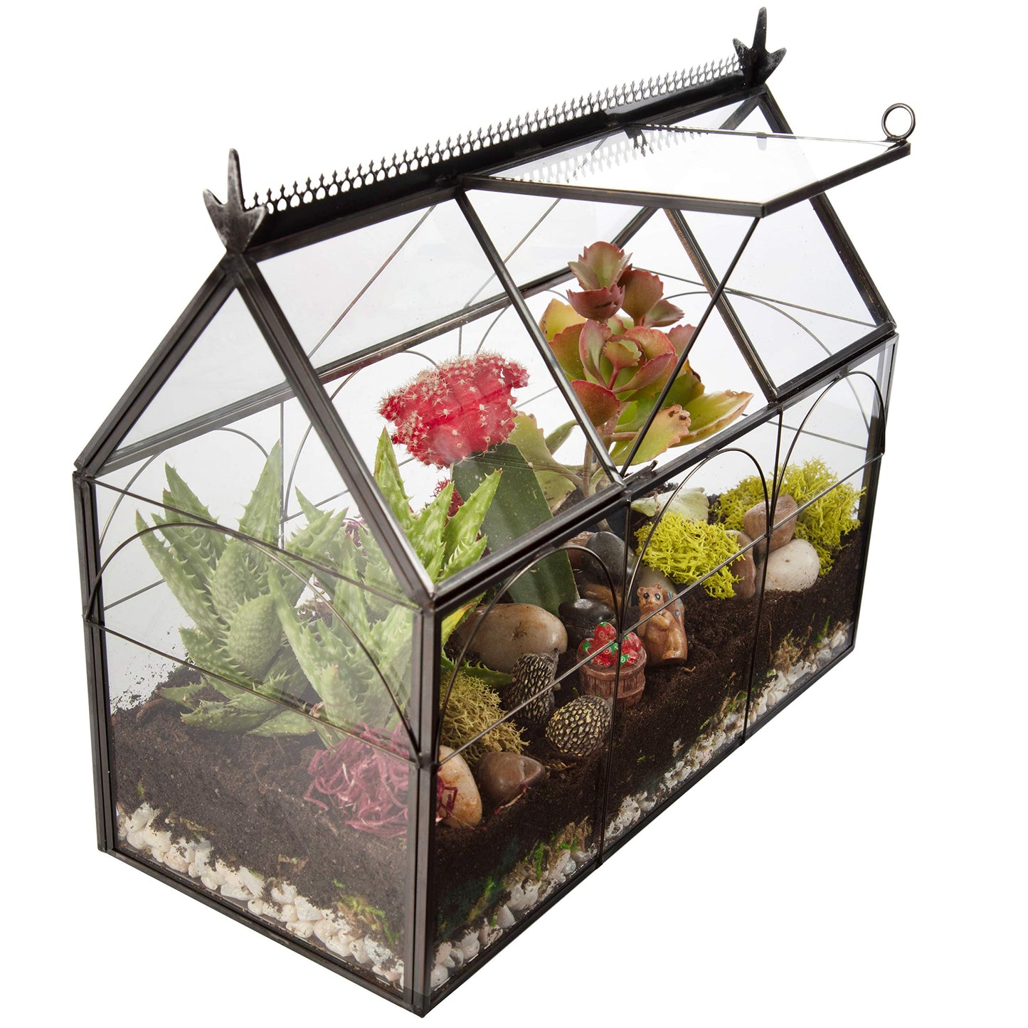 D'Eco Glass Greenhouse Centerpiece (10x4.5x9) - Spring Home Decor & Wedding Letterbox - Tabletop Geometric Planter Terrarium - Fill with Succulents, Moss, Flowers for Plant Lovers
