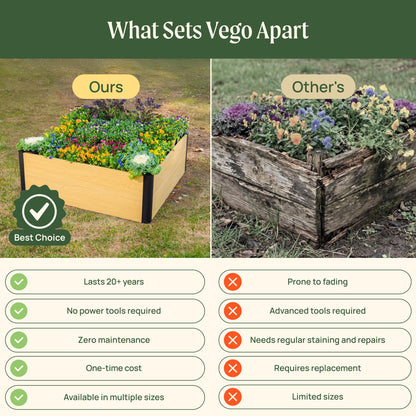 Vego garden Woodgrain Series Raised Garden Bed, 16'' Tall 2' x 8' Wooden-Look Metal Planter Box Outdoor for Gardening Vegetables, Flowers, Herbs