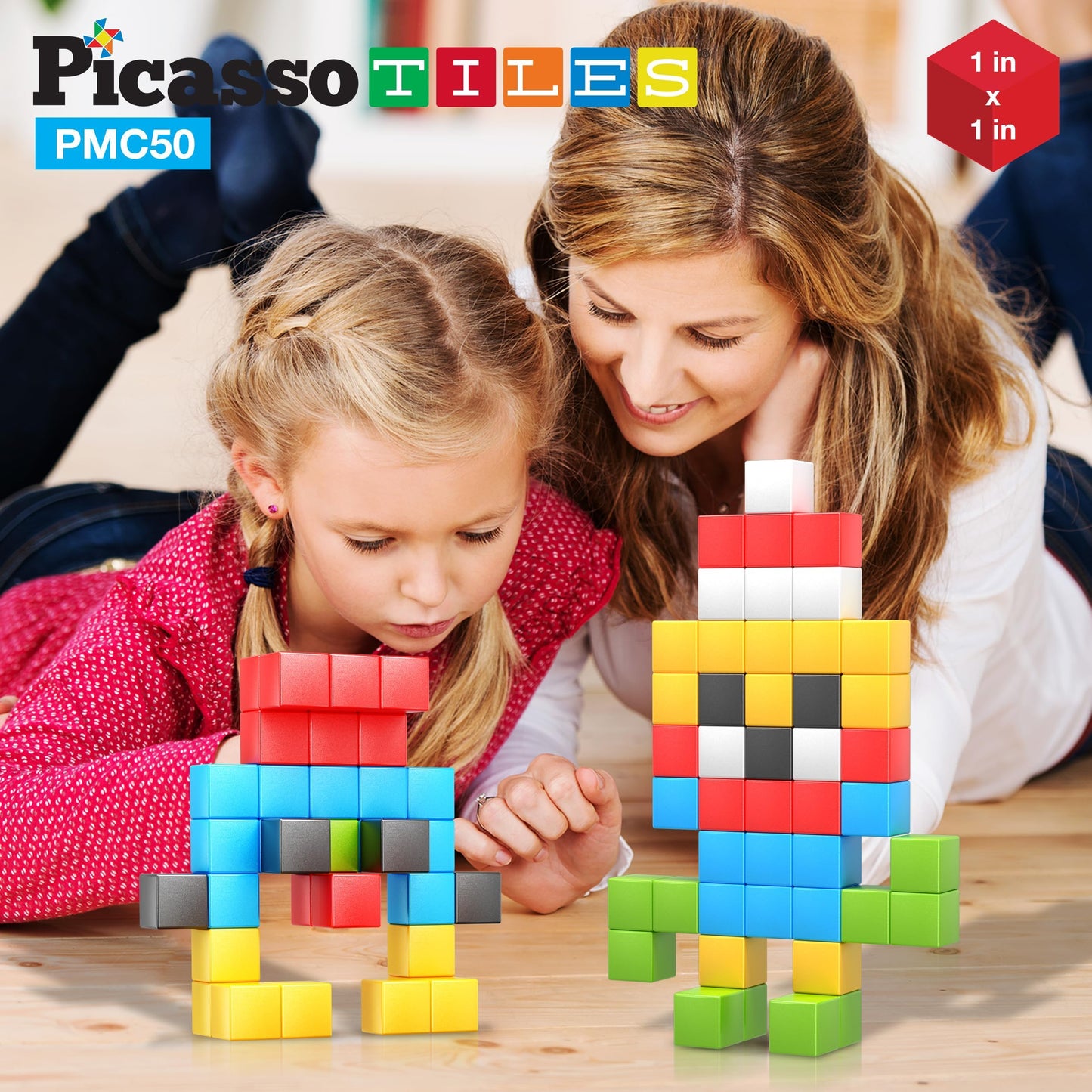PicassoTiles Kids Pixel 1” Magnetic Puzzle Cube Mix & Match with Free Ideabook Sensory Toys STEAM Learning Building Block Magnets Construction Toy Set Stacking Magnet Creative Kit