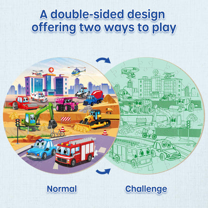 SYNARRY Vehicle Floor Puzzle for Kids Ages 3-5, Large 70 Piece Puzzle for Kids Ages 4-6, Preschool Toys Gifts for 3 4 5 6 7 8 Years Old Boys Girls Children, Easter Basket Stuffers for Boys Girls
