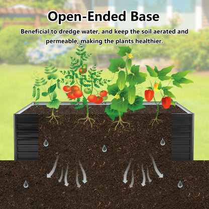 Thanaddo Galvanized Raised Garden Bed 8x4x2ft Outdoor Planter Box Galvanized Steel Garden Bed Kit for Vegetables, Flowers, Herbs and Succulents Black