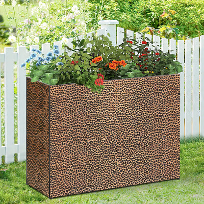 BAYN 32x12x24 Inch Rectangular Metal Planter Box – Bronze Hand-Hammered Metal Planter with Pre-Drill Holes, Heavy Duty Outdoor Garden Planter for Patio, Porch, Yard