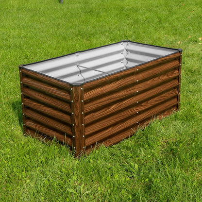 SnugNiture 2-Pack 4x2x2FT Galvanized Raised Garden Bed Kit, Metal Planter Box for Planting Plants Vegetables, Brown