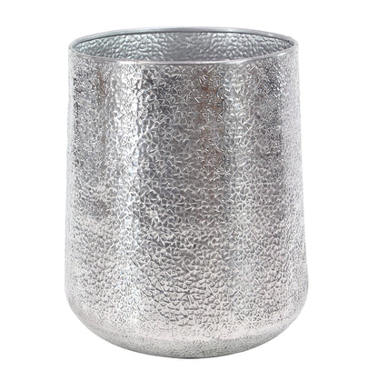 Deco 79 Aluminum Metal Indoor Outdoor Planter Large Planter Pot with Hammered Design, Set of 3 Planters 12", 16", 20"H, Silver