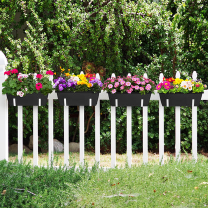 OYEAL Raised Garden Bed 32" Tall Elevated Planter Boxes with Trellis & Railing Planter Box Outdoor 4 Pack Hanging Balcony Planters