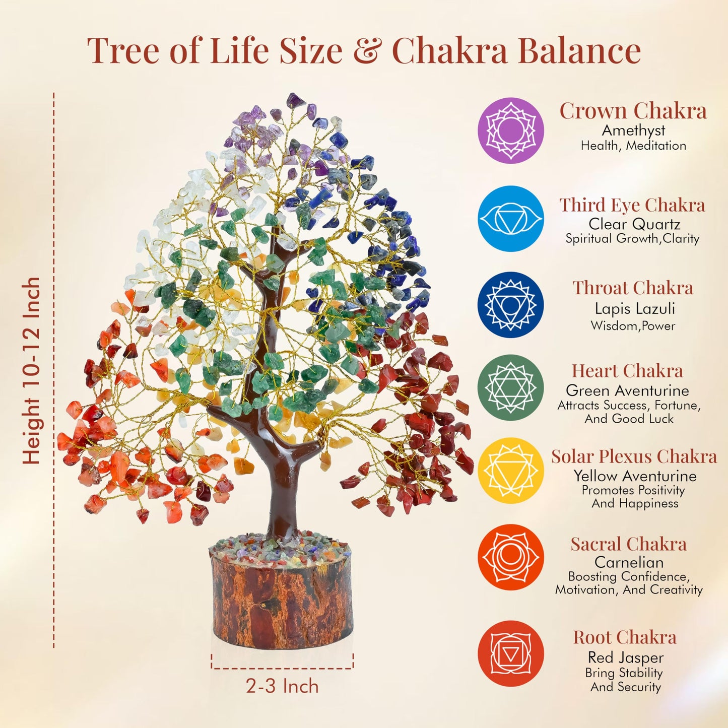 Crocon® The Original 7 Chakra Crystal Tree of Life, Birthday Gifts for Women & Men | Healing Crystals, House Office Decor Tree - Sister, Gifts for Mom, Her House Warming Gift | Women Unique Gift Idea