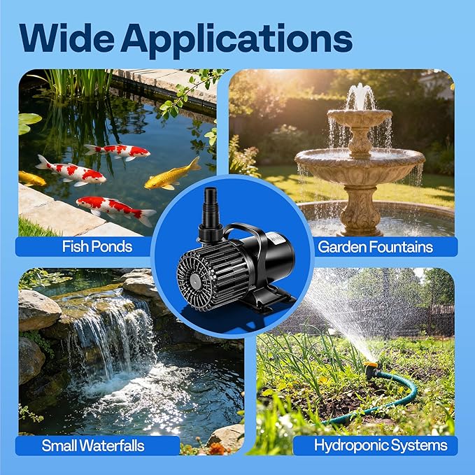VIVOHOME Electric 120W 2700GPH Submersible Water Pump for Koi Pond Pool Waterfall Fountains Fish Tank and Aquarium