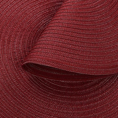 SHACOS Round Placemats Set of 6 for Dining Table 15 inch Round Braided Place Mats Washable Non Slip Kitchen Table Mats, Burgundy