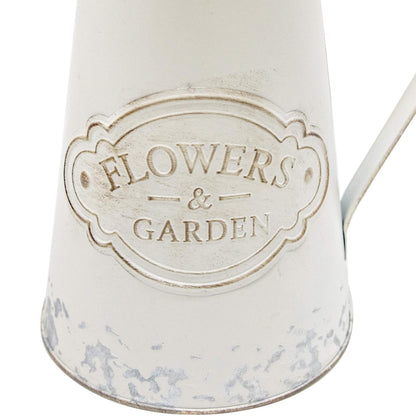 Soyizom Farmhouse White Metal Jugs for Shabby Chic Kitchen Decor, Tall Pitchers for Flowers, Rustic Bathroom Vases - Large, 11 H