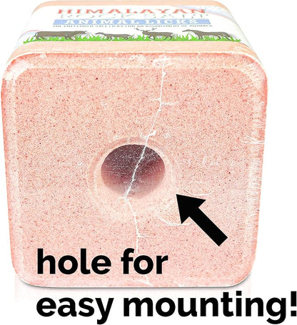 Salt Block for Deer & Horses – Compressed Mineral Salt Lick for Livestock, Cattle & Goats – Himalayan Secrets Pink Rock Salt Block (22LB/10KG, Block w/ Mounting Hole)