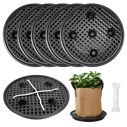 6 Pack 16 inch Self Watering Base for Fabric Grow Bag, Self-watering Plastic Elevated Plant Saucer Stand, Automatic Watering Tray for Non-woven Planter Flower Pot Growth Tent Greenhouse Indoor Outdoor