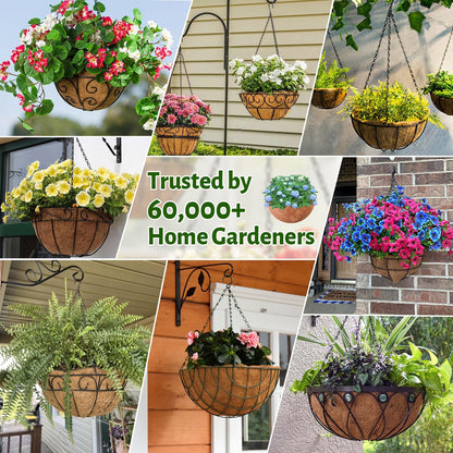 Halatool 4 Pack 12 Inch Coco Liners Natural Coconut Liners for Planters Round Coco Coir Hanging Basket Liner for Flowers Vegetables
