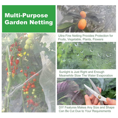 Garden Mesh Netting 10'x33' Plants Covers Ultra Fine Bug Cover Keep Trees Vegetables Fruits from Cicada Mosquito Netting for Patio Crops Flowers Protection Cicada Insect Net (White)