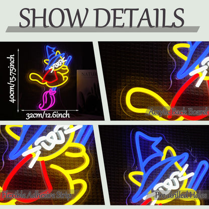 Halloween Magic Cat Neon Sign for Halloween Decor Cat Witch Neon Light Cute Magic broom Light Up Sign for Halloween Party Bedroom Club Bedroom House Kid’s Room
