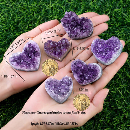 ZHIYUXI Amethyst Crystals and Healing Stones Heart Shaped Rocks Meaningful Birthday Gifts Geode Gemstones Good Luck Gifts Purple Gifts for Women Purple Room Decor Raw Crystals Cluster Reiki 1.2-1.6"