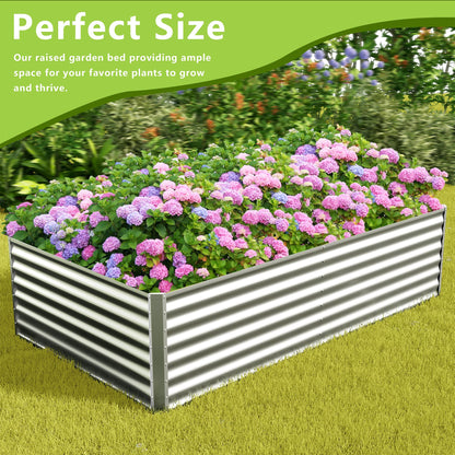 Ayen Guard 8x4x2FT Galvanized Raised Garden Bed,Galvanized Planter Boxes Outdoor, Large Metal Raised Garden Beds for Vegetables-Silver