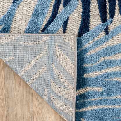 Rugshop Navy Lucca Contemporary Floral Indoor/Outdoor Area Rug Durable Polypropylene, Weather Resistant, Easy to Clean for Backyard, Deck and Outdoor Lounge 12' x 15'