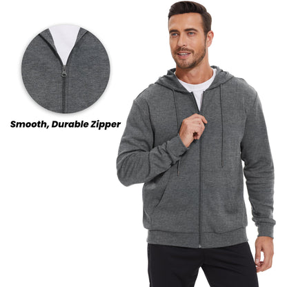 LETAOTAO Lightweight Hoodie Men Zip Up Hooded Sweatshirt Thin Slim Fit Jacket Available in Regular & Tall Sizes[GREY，Tall-2XL]
