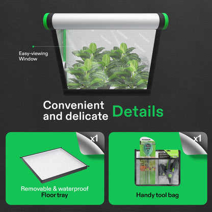 VIVOSUN 2-in-1 4x3 Grow Tent, 48"x36"x72" Seedling Clone Tent High Reflective Mylar with Multi-Chamber and Floor Tray for Hydroponic Indoor Plant Tent