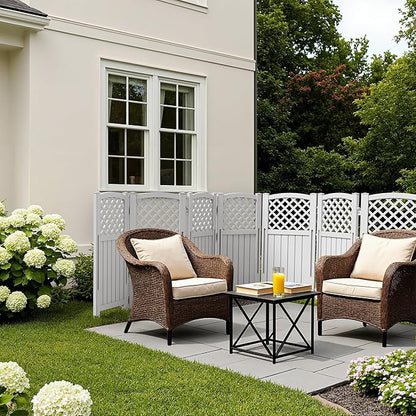 Greesum Air Conditioner Privacy Fence Screen, 4 Panels Trash Can Enclosure, 49.45" H x 22.62" W, Weather Resistant for Outdoor Pool Equipment, Garbage Bins, Grey