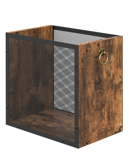 CHOEZON Waste Basket, 4.5 Gallon Rectangular Garbage Container, Trash Can, Trash Bin, for Bedroom, Office, Bathroom, Kitchen, Waste Rustic Brown and Black TCW33BF