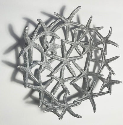 Mazeology Nautical Beach Starfish Centerpiece Bowl 11” Diameter Cast Resin Decorative Shiny Silver