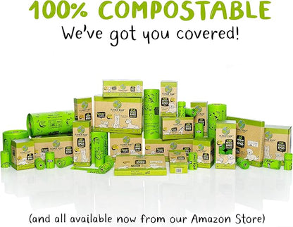PLANET POOP Home Compostable Dog Poop Bags on Refill Rolls, 240 Un-Scented Pet Waste Bags, Thick Leakproof Plant-Based Doggy Bag, Cat & Dogs Supplies