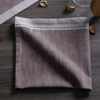 Ramanta Home Cloth Napkins Set of 4 Textured Cotton Brown 18x18 - Premium Contrast Border Easter Dinner Napkins for Spring Basket Decor Farmhouse Wedding, Soft Washable Table Linen for Everyday Use