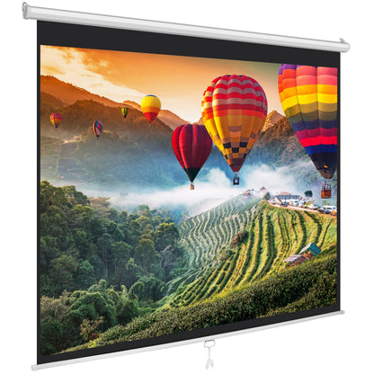 Pyle 84-Inch Pull Down Projector Screen – Manual Roll-Down Matte White Viewing Surface, Auto-Locking Height Adjustment, Wall or Ceiling Mount Design for Home Theater, Office & Classroom Use