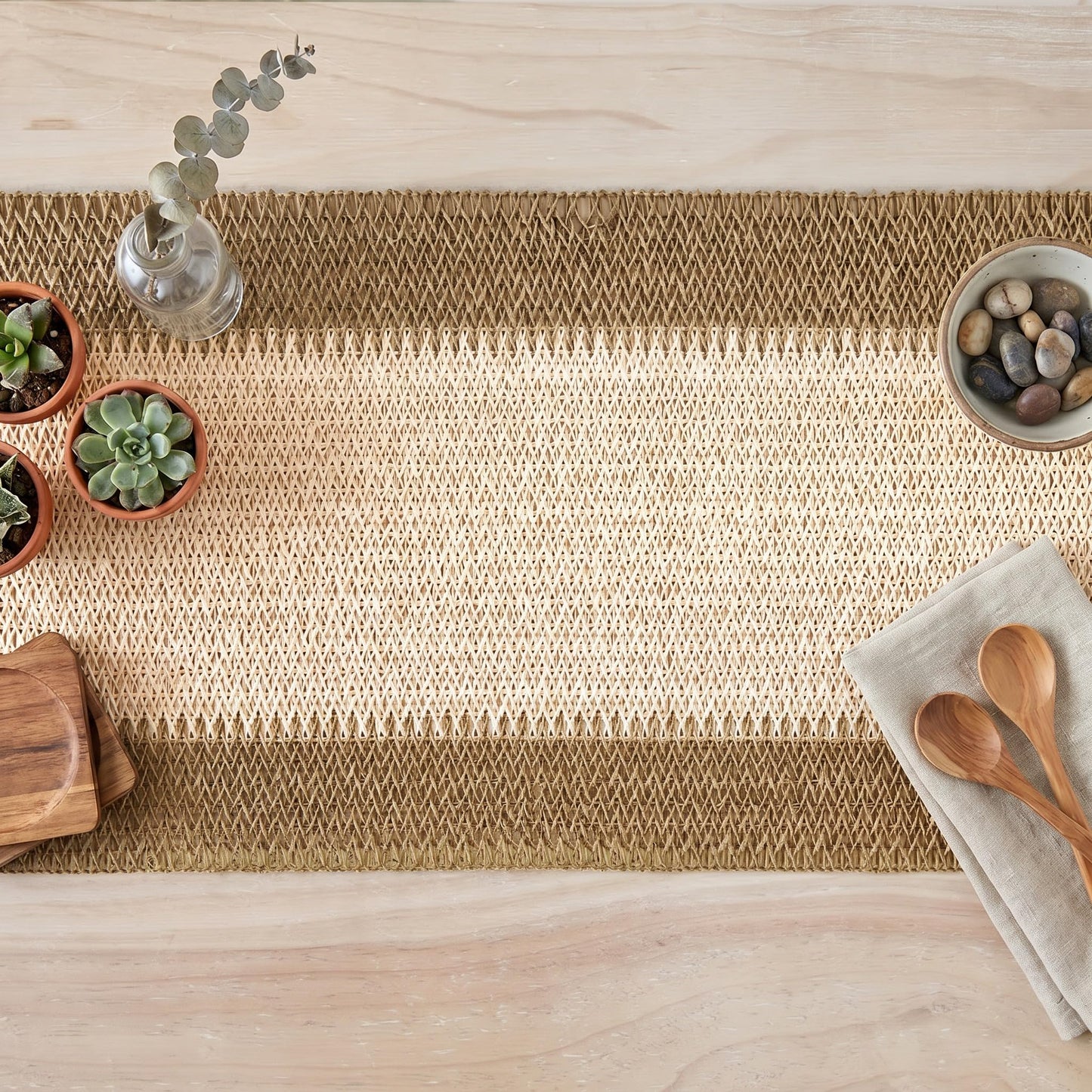 Artoid Mode Burlap Brown Farmhouse Rustic Paper Braided Table Runner, Seasonal Christmas Woven Kitchen Dining Table Decoration for Home Party Decor 12x72 Inch