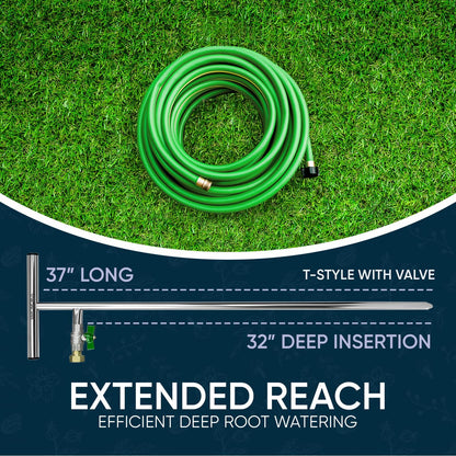 Varomorus Stainless Steel Deep Root Tree Watering Tool Irrigation System Wand T-Handle with Valve