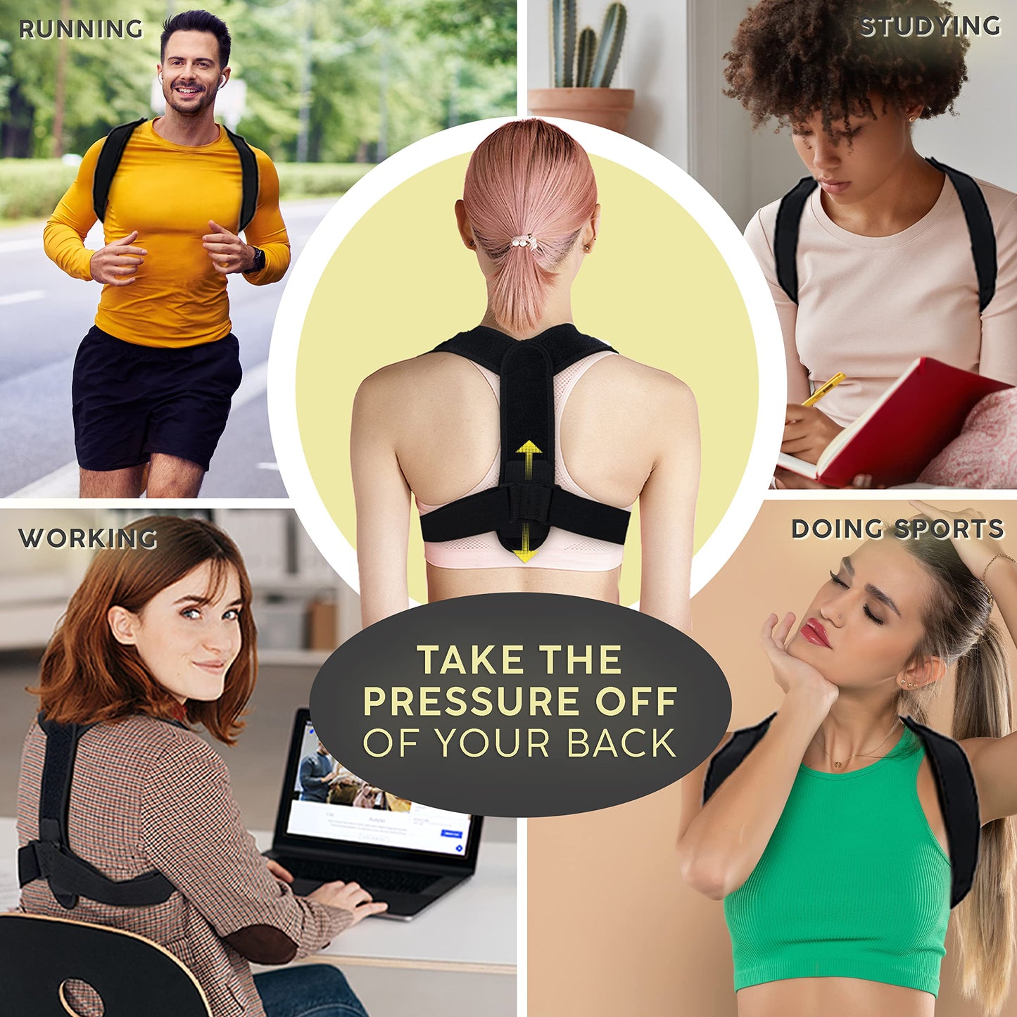 Cervical Neck Traction Device & Posture Corrector for Women and Men, Inflatable Neck Stretcher Brace for Decompression, Adjustable Upper Back Brace & Elastic Support (Carbon Black)