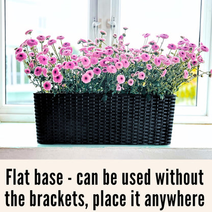 LaLaGreen Outdoor Wall Planters (20 Inch, 4 Pack) Wall Mounted Self Watering System Window Flower Boxes with Bracket, White Rectangular Plant Pot Container Indoor Modern Garden Herb Kitchen Home Decor
