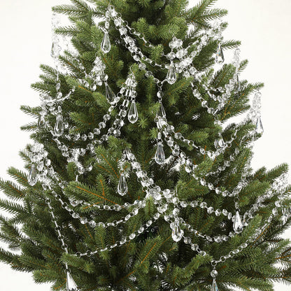 Pinkunn 12 Pcs 3-Layer Crystal Garland for Christmas Tree 20in 16in 12in 3-Layer Acrylic Bead Garland Hanging Christmas Decorations Indoor Home Decor for Home Xmas Wedding Party Decor(Teardrop)