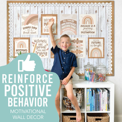 Hadley Designs Motivational Poster for Classroom Decor - 9 Growth Mindset Classroom Posters Elementary, Inspirational Wall Decor Middle School, Teacher Must Haves, Boho Bulletin Board Decorations