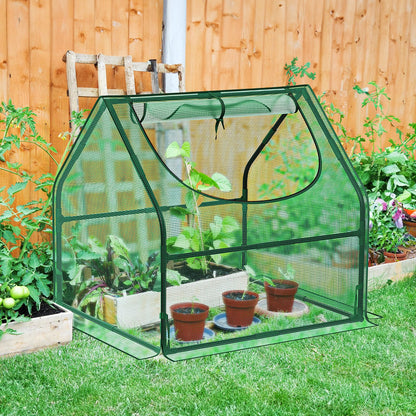 Greatbuddy Portable 3×3×3FT Mini Greenhouse, High-Density PE Plant Cover with Roll-up Zipper Window, Perfect for Indoor Outdoor Plant Growing