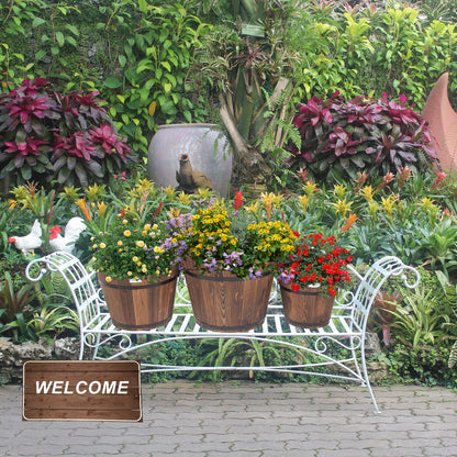 VINGLI 3 PCS Large Wooden Planter Barrel Set, 11.5"(Dia)- 18"(Dia) Real Wood Indoor/Outdoor Flower Pot w/Drainage Holes, Different Sizes, Large Garden Container Box