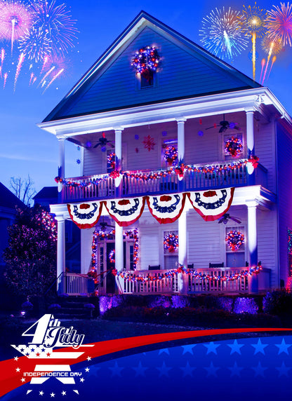 Minetom Fairy Lights, 120 LEDs Battery Operated, 10 Feet with Remote, Red White Blue, Twinkle Lights for Independence Day Decor