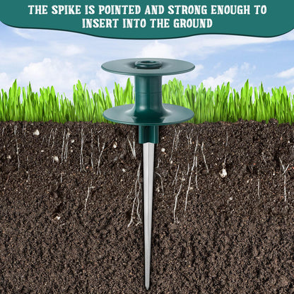 Chumia 2 Pieces 10 Inch Garden Hose Guide Spike, Zinc Coated Rustproof Heavy Duty Metal Stake, Sturdy Top, Keeps Garden Hose Out of Flower Beds, Guard for Yard Plant Protection (Dark Green)