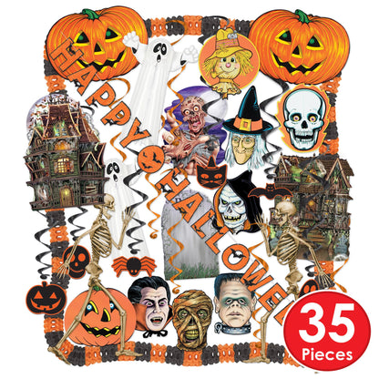 Beistle 24 Piece Halloween Decorating Kit - Complete Party Pack of Seasonal Decor for Haunted Houses and Spooky Holiday Parties