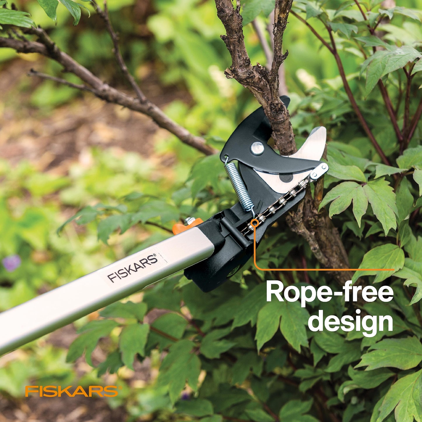 Fiskars 2-in-1 Extendable Tree Pruner and Pole Saw (Extends 7.9 - 12 feet) with Rotating Head, Pruning Stik Model with 15-Inch Double-Grind Saw Blade, and Double Locking System