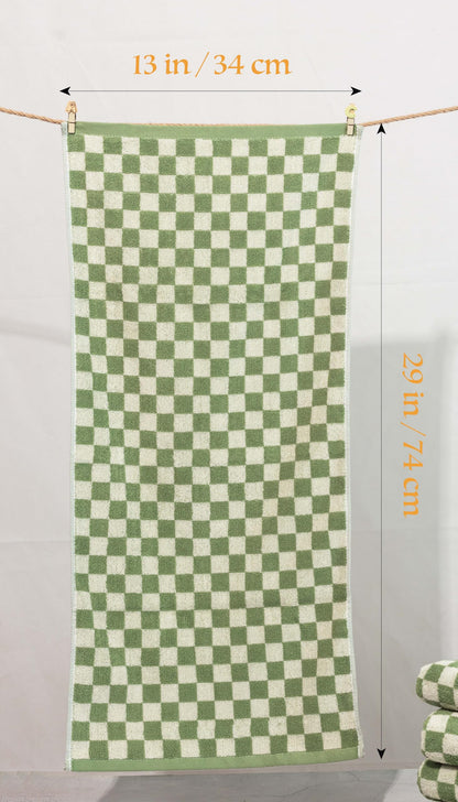 Madi-Cadi Hand Towels 5 Pack - Cotton Face Towels Soft, Absorbent, and Decorative Checkered Design for Bathroom, Kitchen, Gym, and Spa - 13 x 29 Inches for Any Occasion
