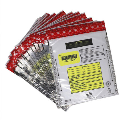 Nadex 9 x 12 Inch Tamper Evident Bank Deposit Bags with FRAUDSTOPPER Level 4 Security, 500 Pack (Clear)