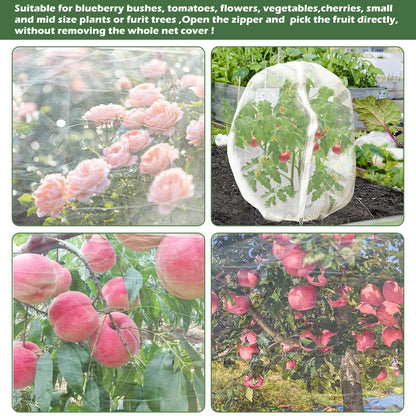 10 x 10ft Extra Large Fruits Tree Netting, Garden Mesh Insect Tree Cover with Zipper Drawstring Bird Barrier Net Plant Bag Blueberry Bushes Protection Plant Cover for Prevent Animals Deer Squirrel Bug