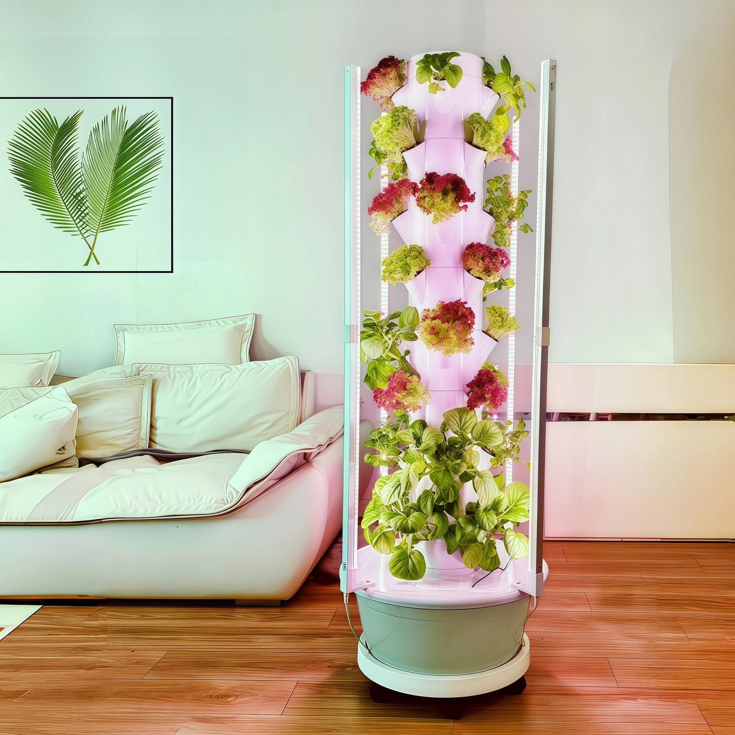 Hydroponics Growing System Kit with LED Grow Lights,8-Layer Vertical Garden Tower, 32 Pods Large Planting Sites, 8 Gallon Indoor Growing System for Vegetables, Herbs & Tomatoes, Pump&Dual Timer