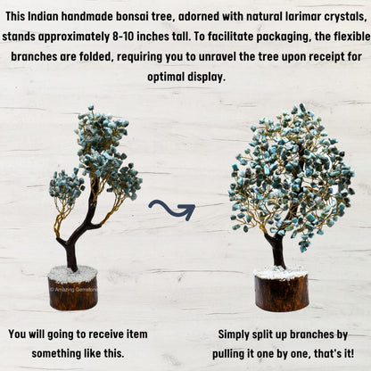 Amazing Gemstone Crystals and Healing Stones Birthday Gifts for Women - Larimar Crystal Tree of Life Home Decor Stocking Stuffers, Bookshelf, Room, Meditation Gift for Mom Dad, Unique Birthday Gifts