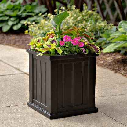 Mayne Cape Cod 16-Inch Square Planter – Self-Watering, Weather-Resistant Planter for Flowers – Durable Outdoor Design for Patio, Porch, or Entryway