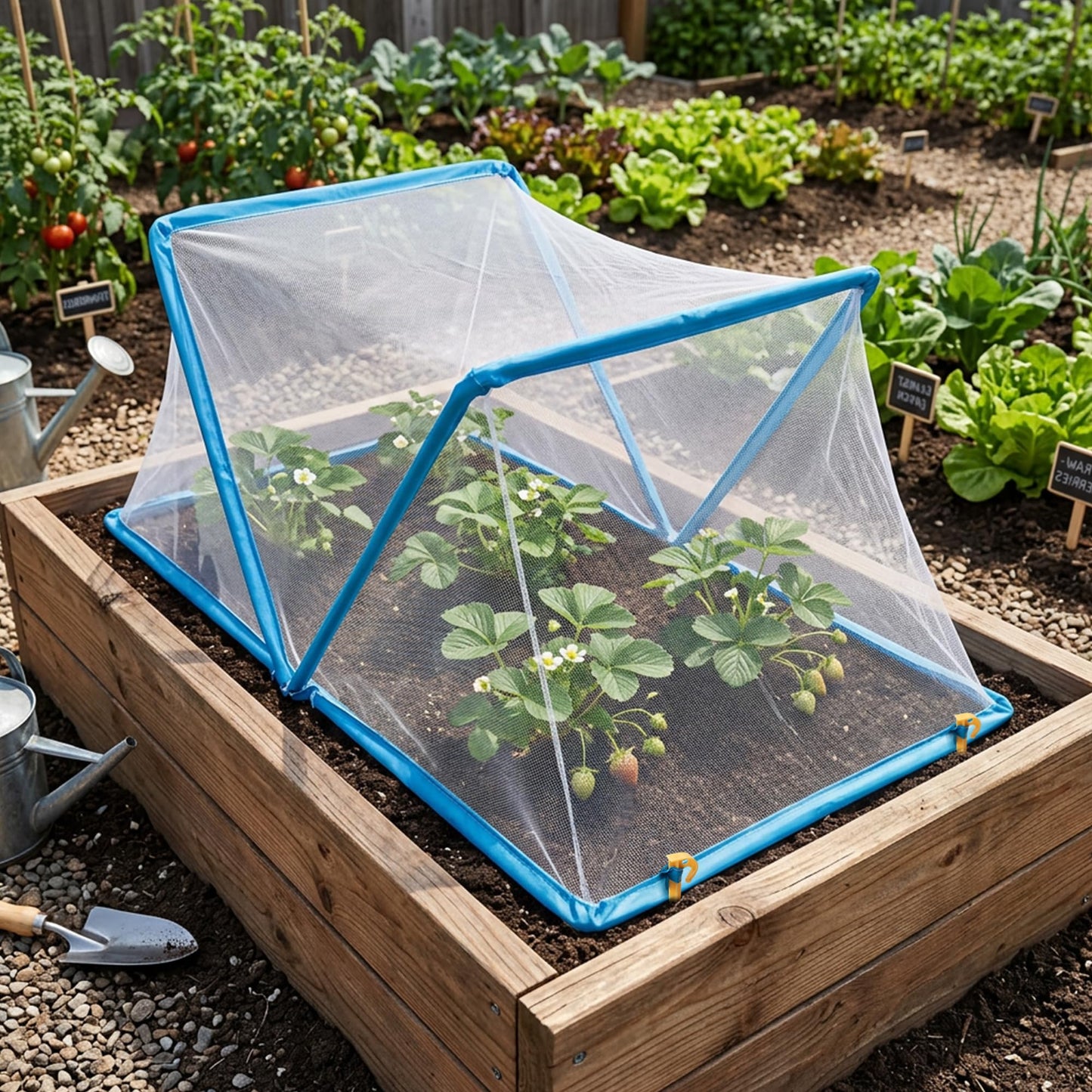 2 Pcs Foldable Garden Covers for Raised Beds, 35" x 13" x 15" Garden Bed Insect Bird Netting Plant Cover, Garden Rows Pest Barrier Plant Protector Mesh for Protecting Vegetables Fruits Flowers